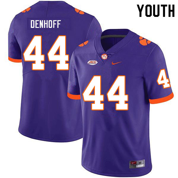 Youth #44 Cade Denhoff Clemson Tigers College Football Jerseys Sale-Purple - Click Image to Close